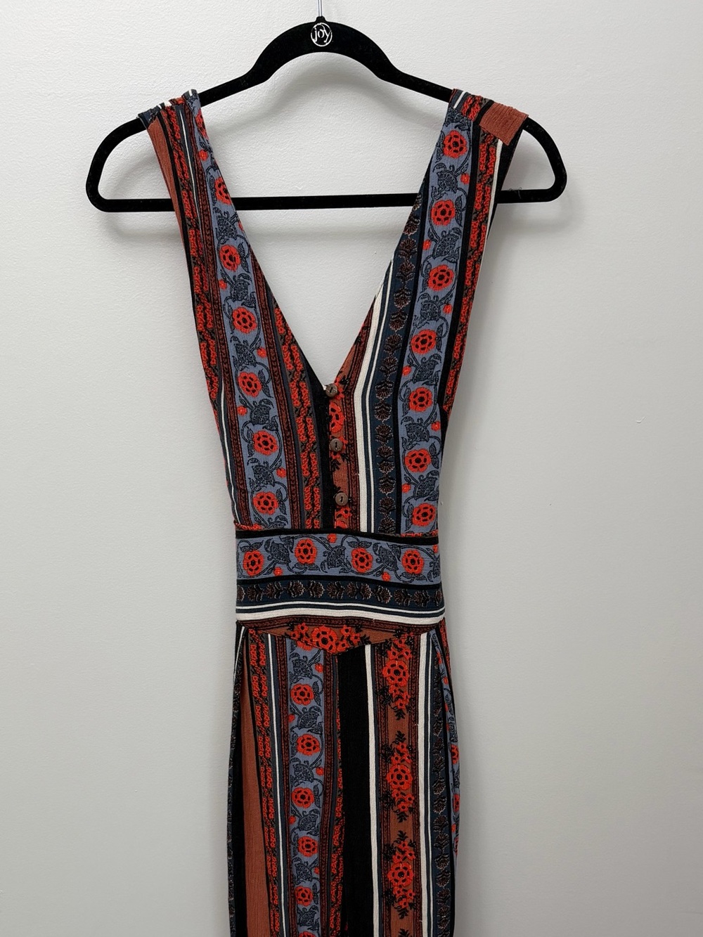 Free People "All Shook Up" Boho Printed V-Neck Jumpsuit
